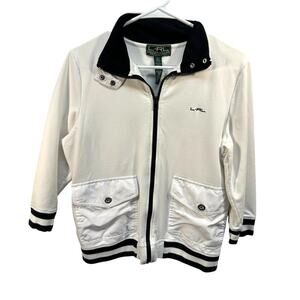 Vintage‎ Lauren Ralph Lauren Women Nautical Zip Up Knit Jacket L Pockets Resort